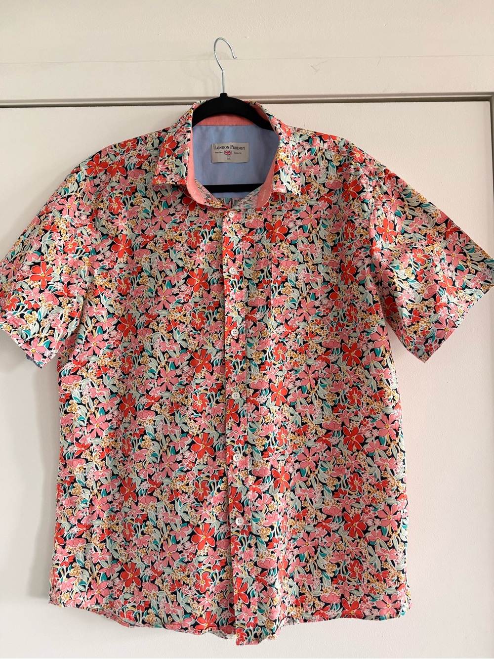 Liberty of London Coral and Pink Floral Short-Sleeve Button-Down Shirt
